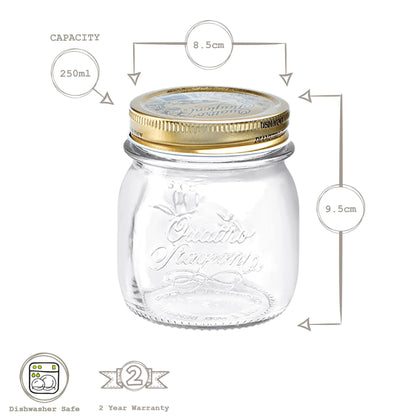 250ml Quattro Stagioni Glass Food Preserving Jars - Pack of 3