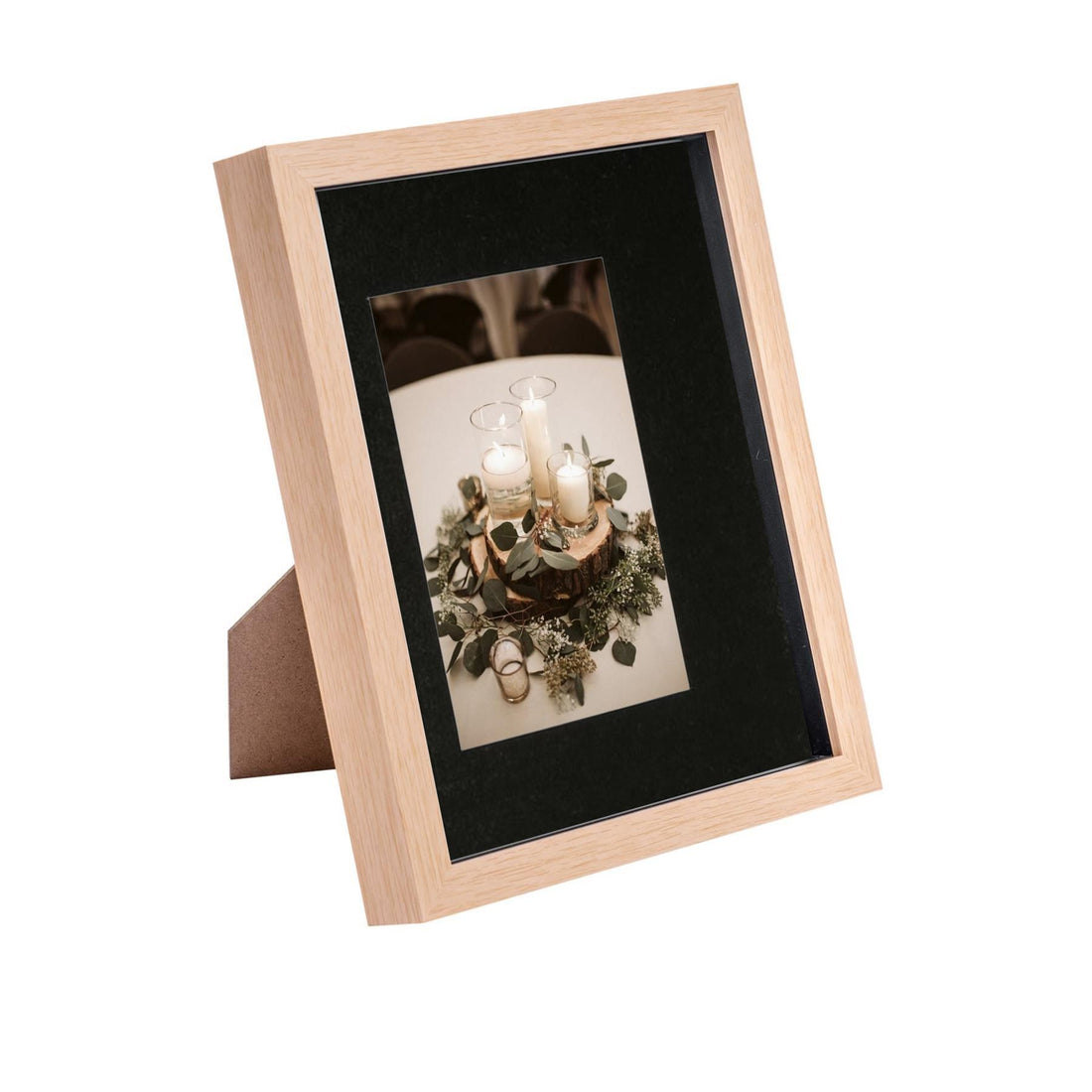 Light Wood 8" x 10" Shadow Box Photo Frame with 4" x 6" Black Mount