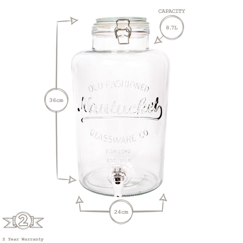 8.7L Glass Drinks Dispenser with Tap - By Rink Drink