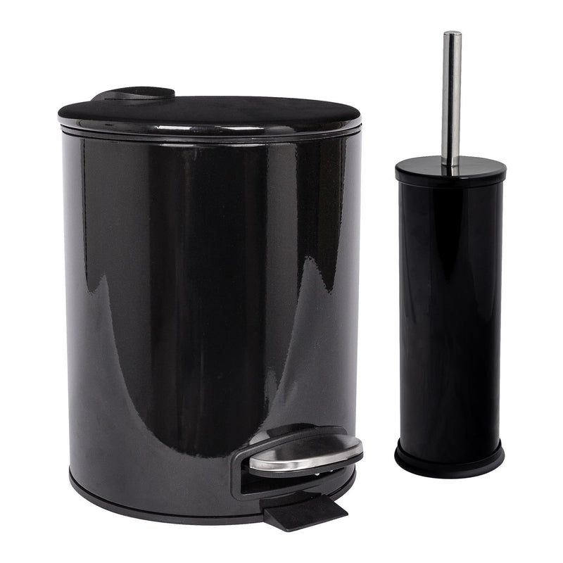 2pc 5L Round Stainless Steel Toilet Brush & Bin Set - By Harbour Housewares