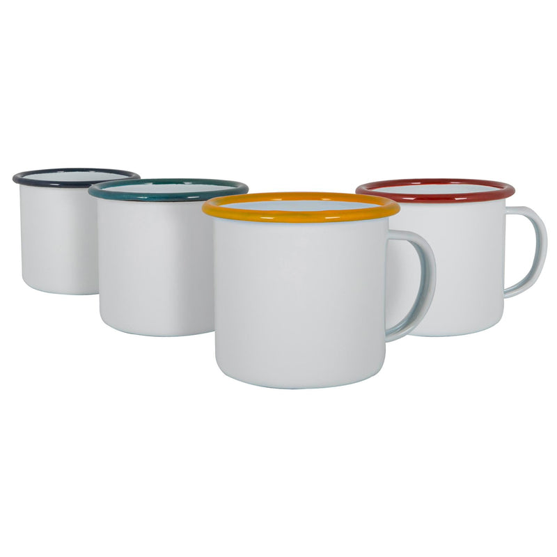 375ml White Enamel Mugs - Pack of Four - By Argon Tableware