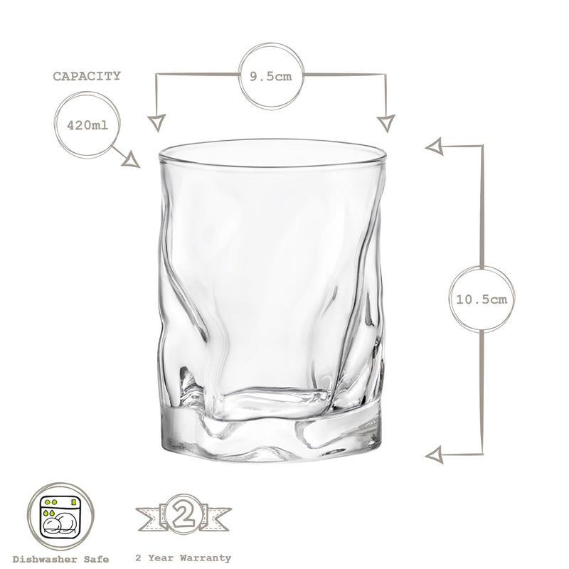 420ml Sorgente Whisky Glasses - Pack of Six - By Bormioli Rocco